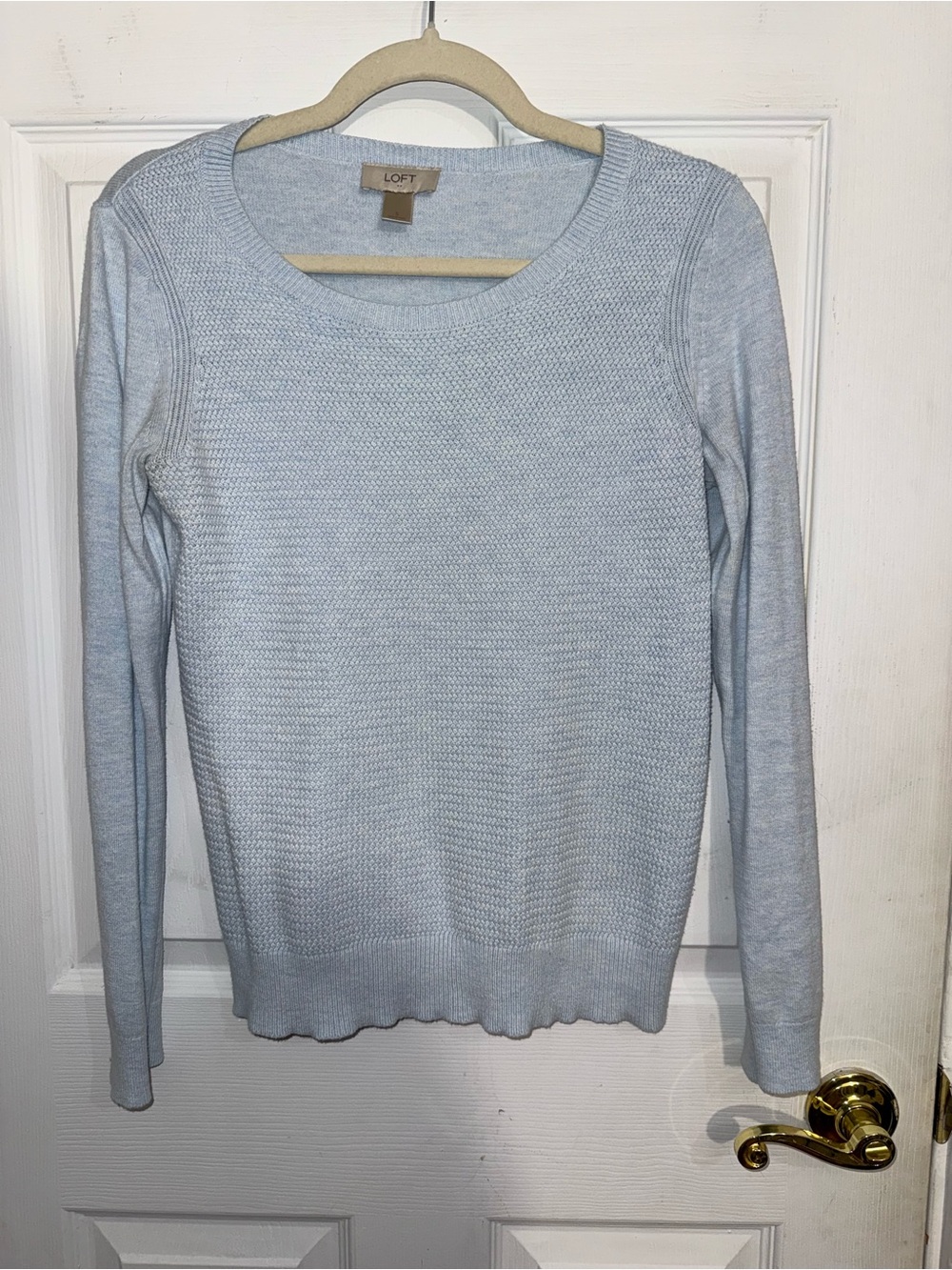 LOFT Light Blue Women's Long Sleeve Crew Neck Sweater S